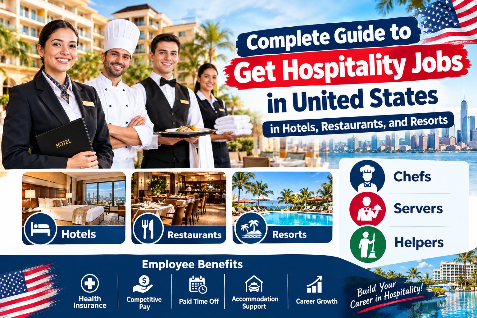Complete Guide to Get Hospitality Jobs in United States in Hotels, Restaurants, and Resorts
